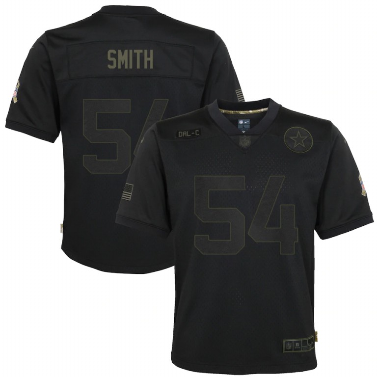 NFL Dallas Cowboys #54 Jaylon Smith Nike Youth 2020 Salute to Service Game  Black jerseys